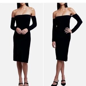 L'AGENCE Felicia Off-The-Shoulder Black Knit Dress Women's Sz S NEW Retail $350